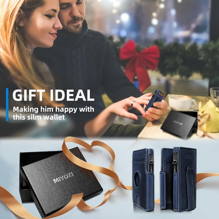 Miyozi - Billetera Airtag para hombre, con clip de dinero, estuche...