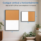 Combo magnético de borrado en seco y tablero de corcho, 24 x 18 pulgadas