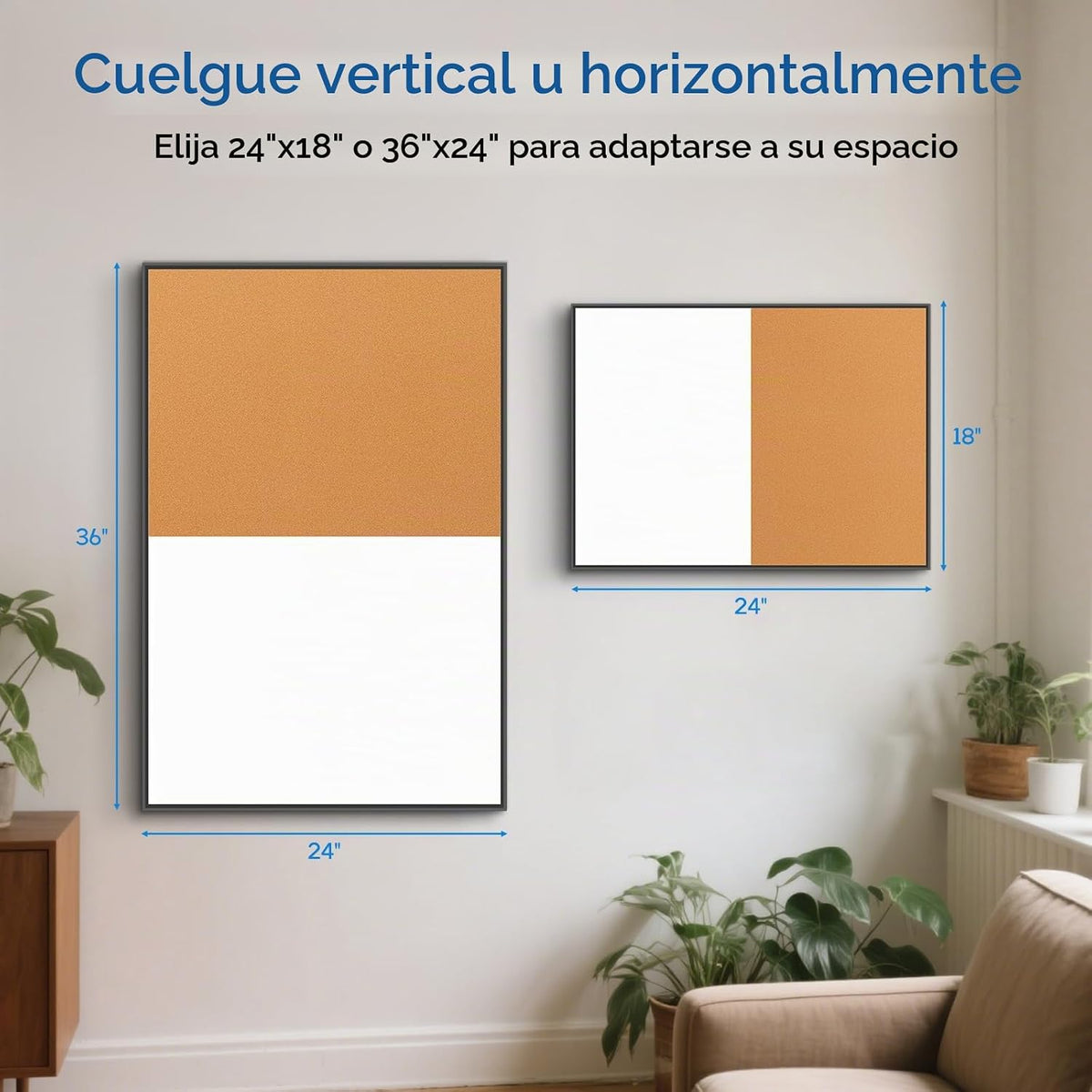 Combo magnético de borrado en seco y tablero de corcho, 24 x 18 pulgadas