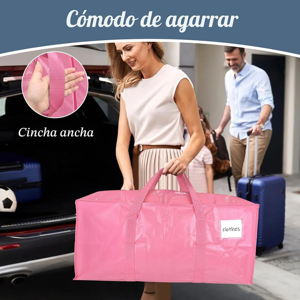 Paquete de 6 bolsas de mudanza grandes extra resistentes con cremallera fuerte y asas cómodas, bolsas de almacenamiento de ropa resistentes y duraderas, contenedores tipo tote, cajas de embalaje para