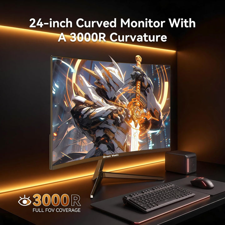 Great voell - Monitor curvo de juegos de 24 pulgadas, 180Hz FHD 108...