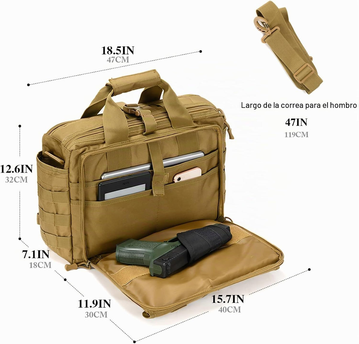Stypos Bolsa de mensajero táctica, maletín de 14 pulgadas/15,6 pulg...