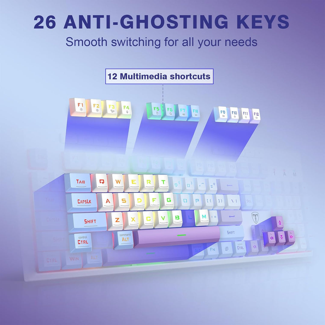 RisoPhy Teclado inalámbrico para juegos, triple modo BT5.0\/2.4GHz\...