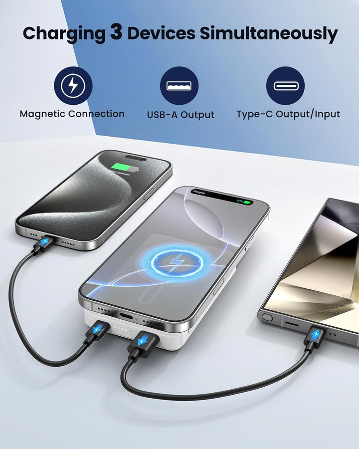 COOAV Cargador portátil magnético de 12000 mAh, compatible con MagS...