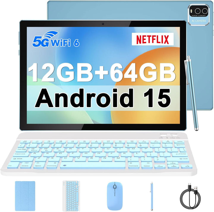 IWEGGO Tablet Android 15, 10 pulgadas, 12 GB RAM+64 GB ROM+1 TB exp...