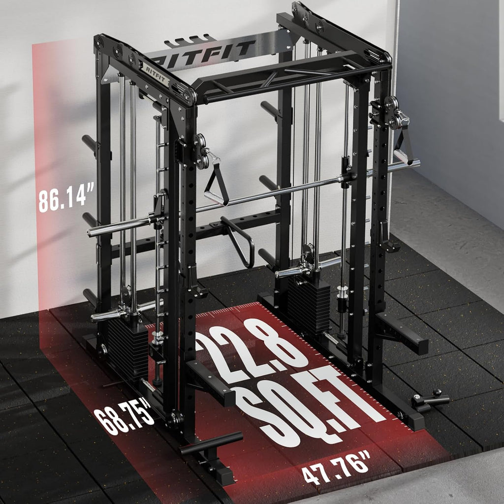 RitFit Máquina de M2 3D Smith con la pila de acero del peso, jaula del