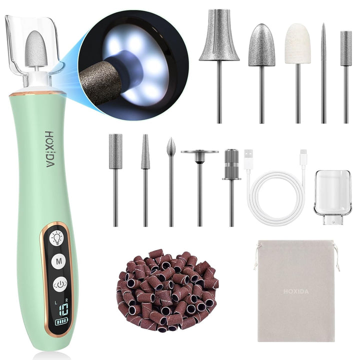 Taladro de uñas eléctrico inalámbrico con luz LED de 360° y 10 velo...