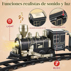 JUQU - Juego de tren modelo a pilas con luz, sonido y pistas