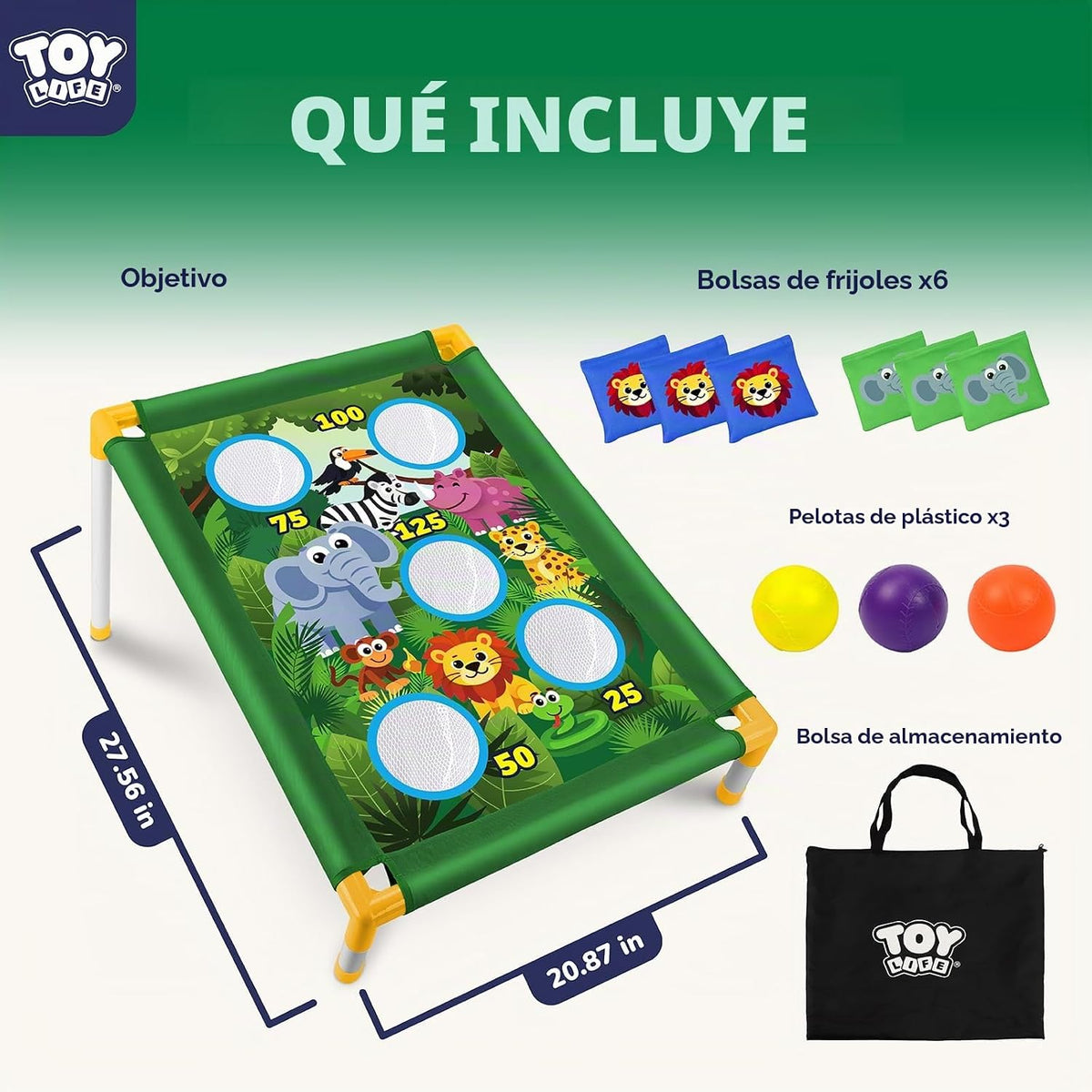 TOY Life Bean Bag Toss Game, Carnival Party Games, Cornhole Set para Kids Outdoor Games, Outside Toys para Kids Ages 4-8, Yard Outdoor Toys para Toddlers 3-5, Gifts para 3 4 5 6 7 Year Old Girls & Boys