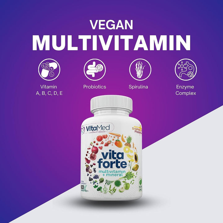 Vita Forte Multivitamínico vegano con probióticos, enzimas digestiv...