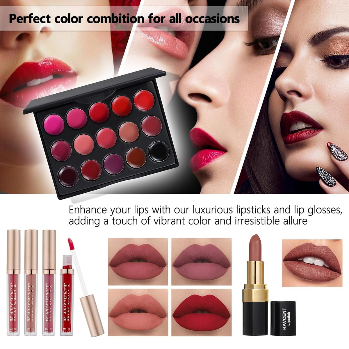 Kit completo de maquillaje para niñas, paleta de sombras de ojos, b...