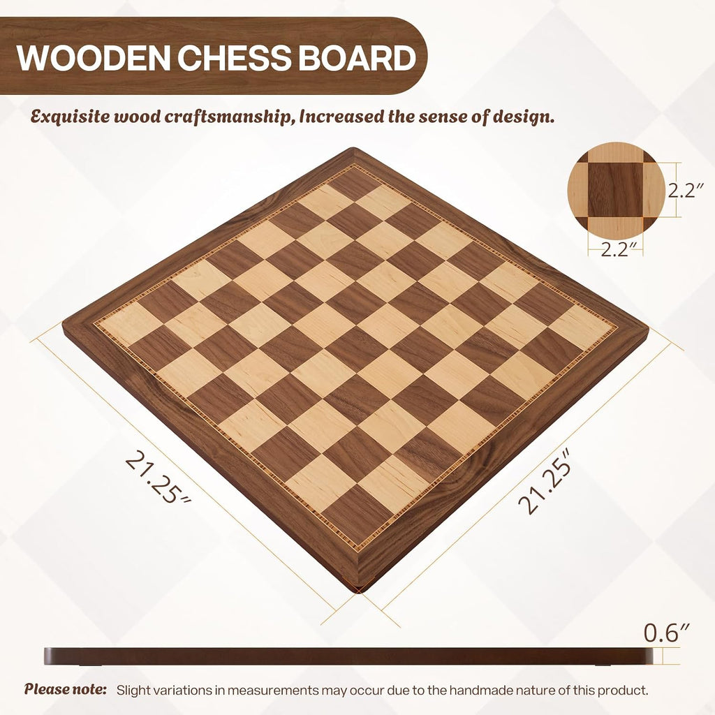 Peradix - Tablero de ajedrez de madera grande de 21.25 pulgadas