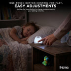 iHome Luz nocturna LED que cambia de color, paquete de 3, inalámbrica, funciona con pilas, iluminación de 360°, cambio de color RGBW y regulable