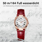 marvin Relojes para mujer, reloj suizo de pulsera con correa de silicona y cuero, caja de acero inoxidable en tono dorado rosa, movimiento de cuarzo, resistente al agua hasta 164.0 ft