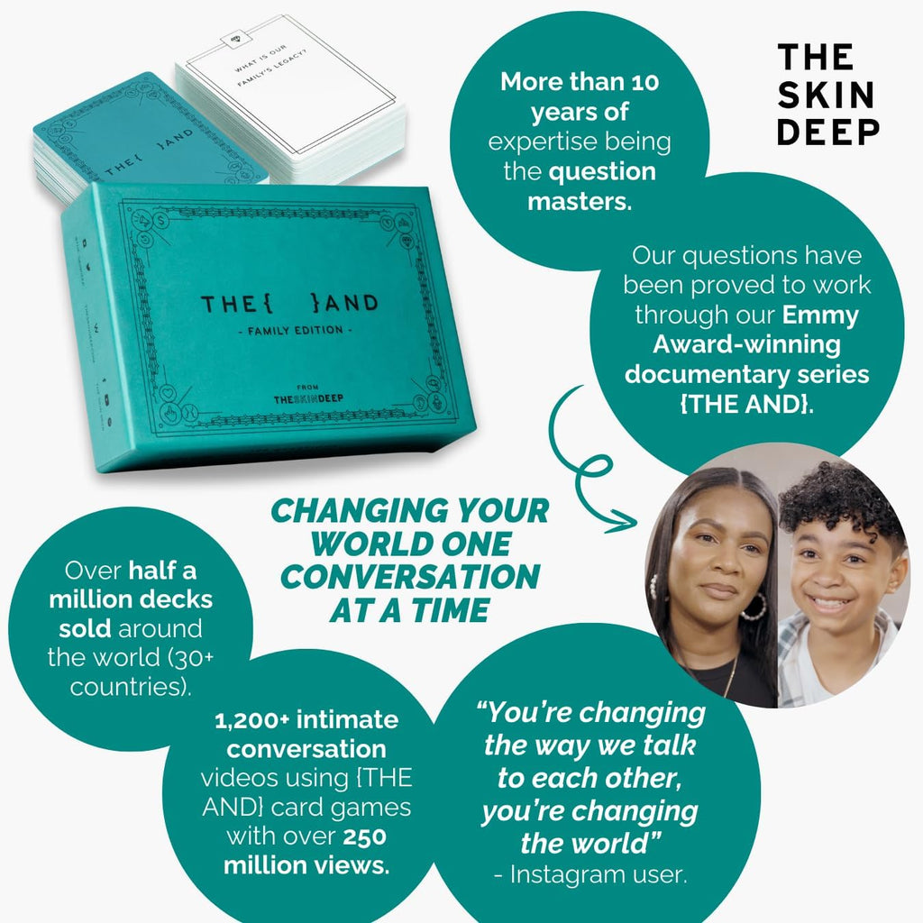 {THE AND} Edición Familiar – 199 tarjetas de conversación familiar para fortalecer las relaciones – Preguntas para que las familias hagan que todos hablen – Divertido juego de unión familiar en la cena o noche de juegos por The Skin Deep