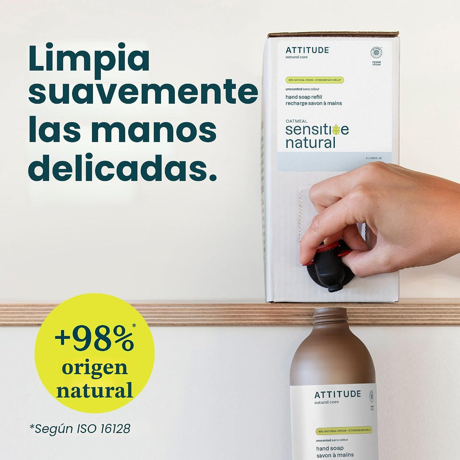 ATTITUDE Jabón de manos suave para pieles sensibles, verificado por...
