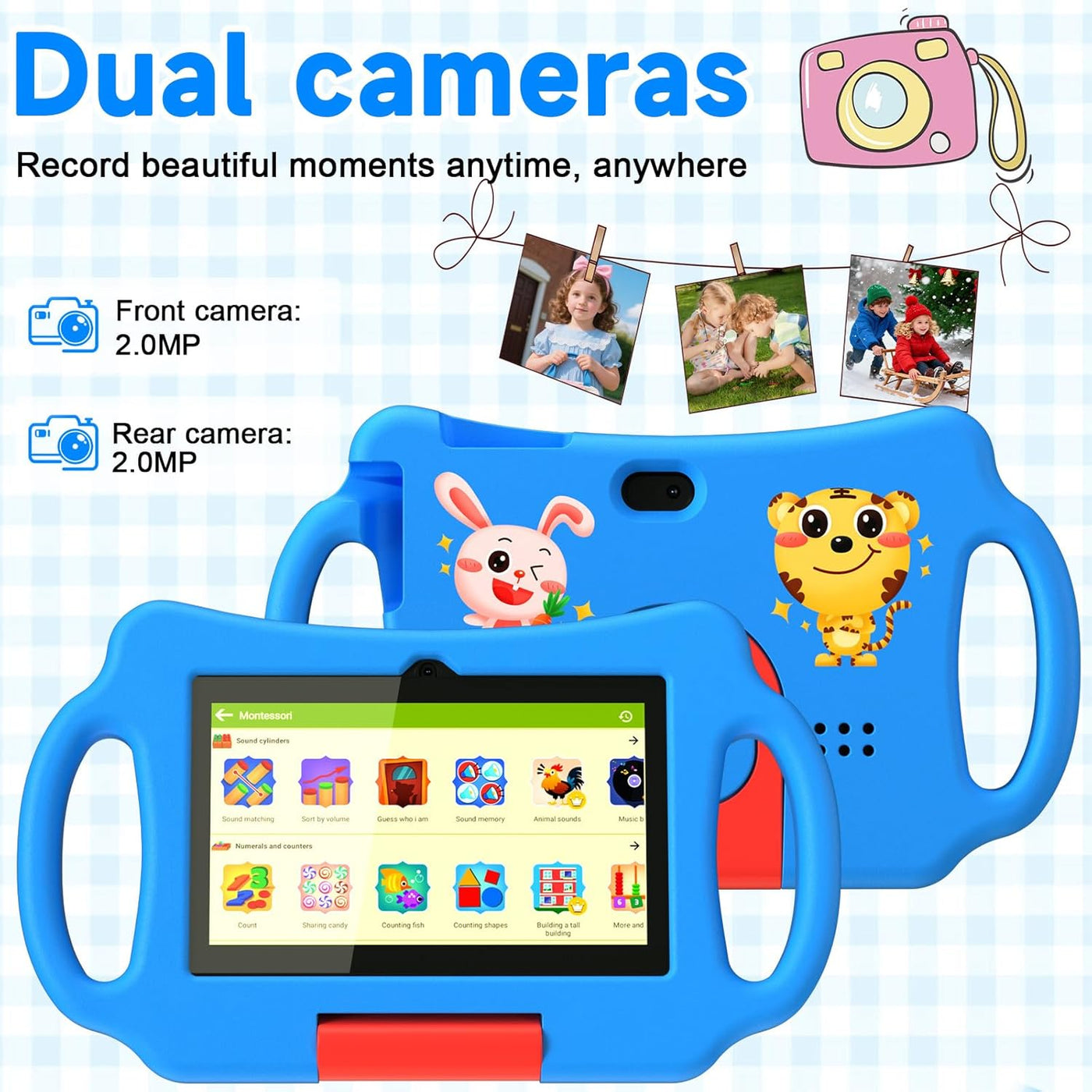 Vyrolina - Tableta infantil de 7 pulgadas, 4 GB de RAM, 32 GB, fund...