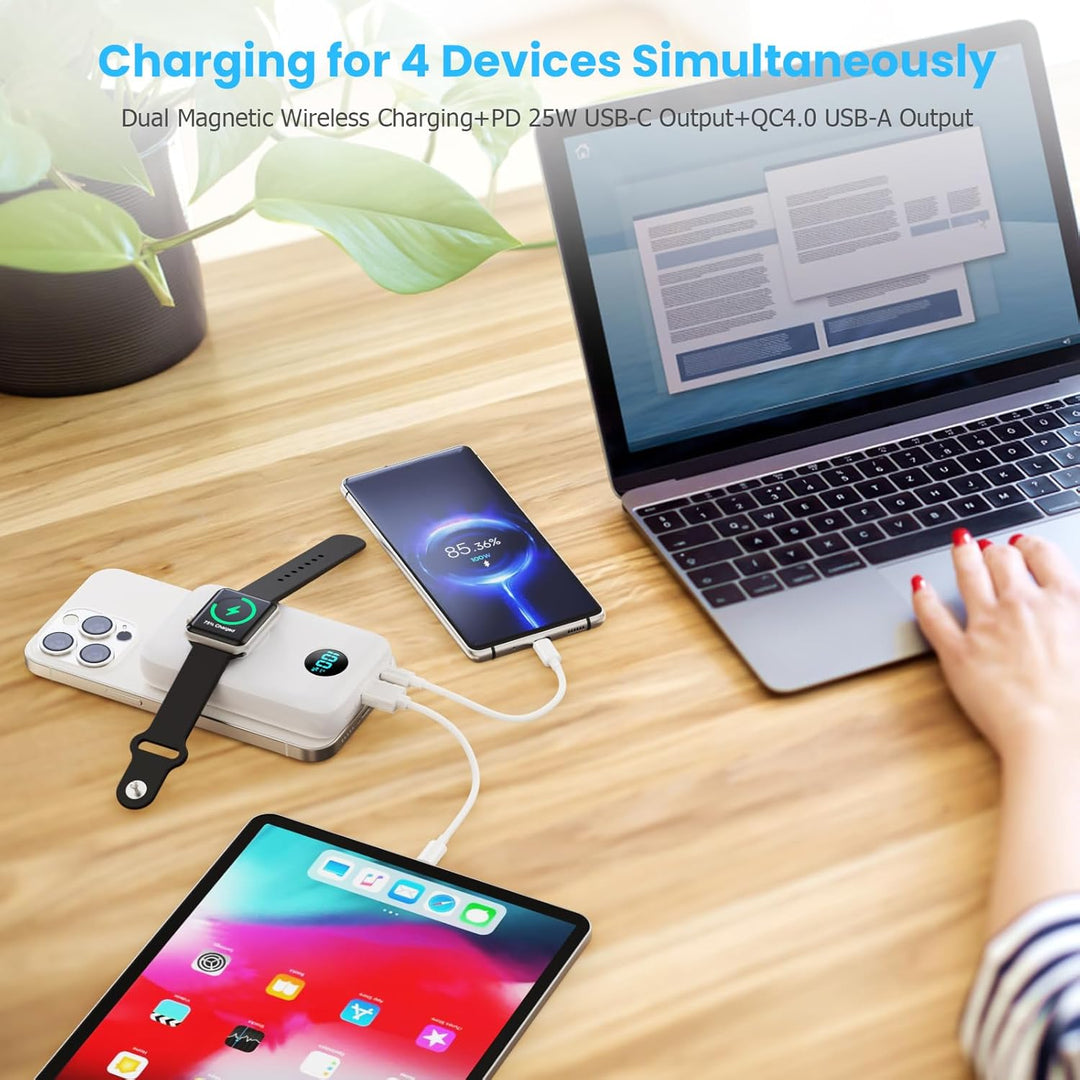 Pxwaxpy Cargador portátil magnético de 10800 mAh, banco de energía...