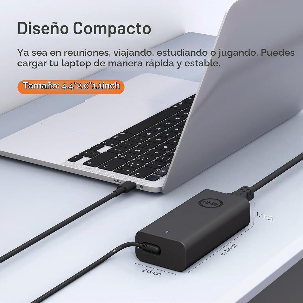 USB-C de 65 W compatible con cargador de laptop Dell XPS 13 y cargador Latitude 3340 3440 3540 3550 5420 5430 5520 5320 5340 5440 5550 7440 7490 7640 7410 7410 7410 7 122 in -en-1 9440 portátil 2 en 1 - Cable de alimentación incluido