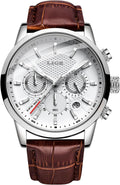 LIGE Reloj de Pulsera de Cuero para Hombres Analógico de Vestir Cronógrafo Impermeable Vintage Trabajo Casual Cuarzo con Calendario Cronógrafo Lúmenes Resistente al Agua 30M Reloj Clásico para Hombres