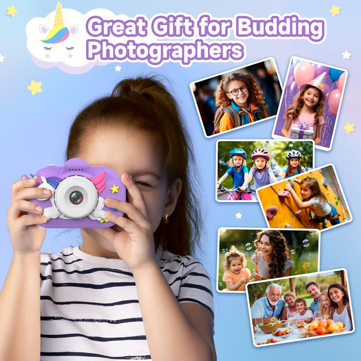 MAVOKIS Cámara digital para niños de 3 a 8 años, cámara 1080P para...