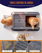 Powools Caja de arena cerrada de acero inoxidable para gatos, 17.1x13.2x15