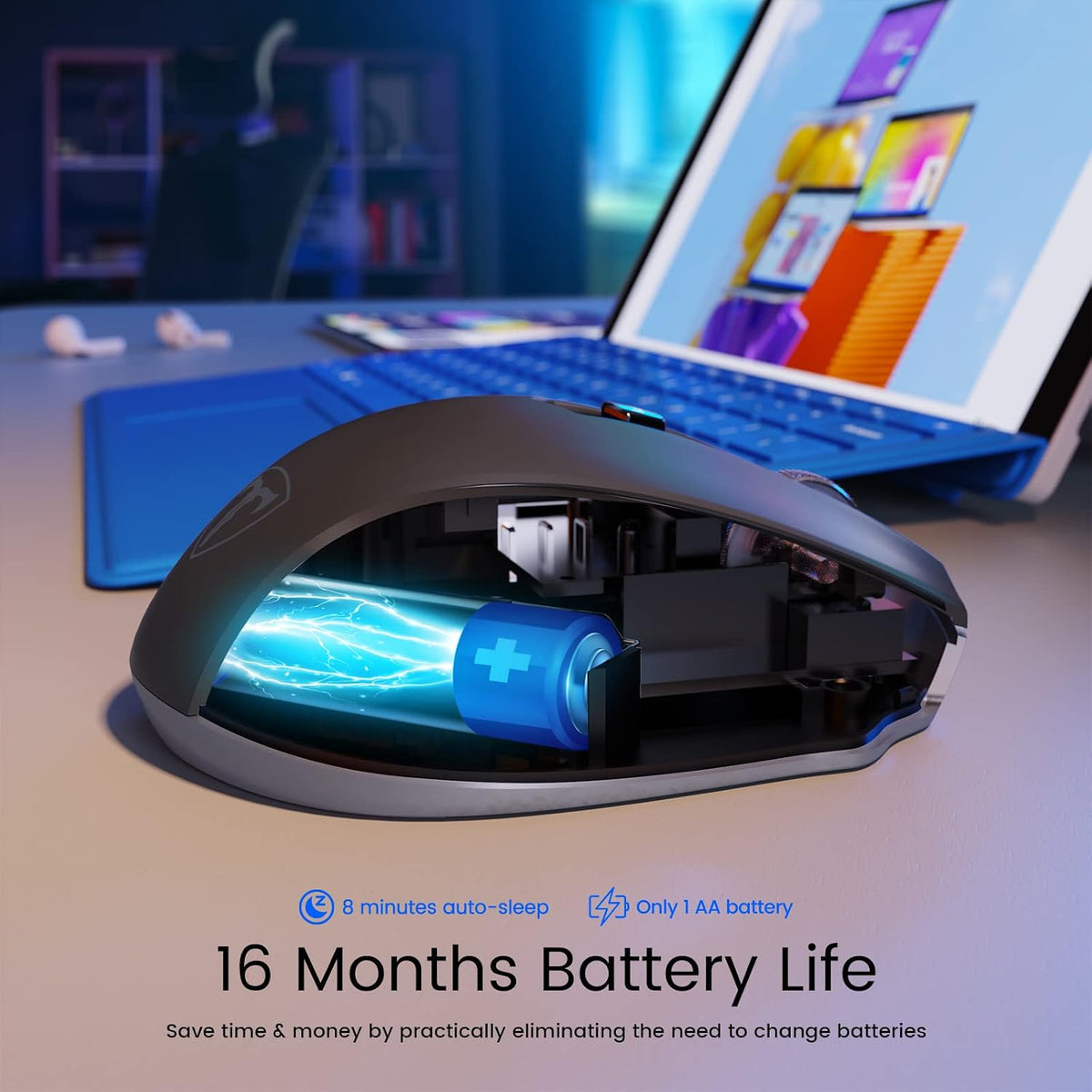 HOTWEEMS Ratón Inalámbrico, Ratón de Computadora D-09 USB Ratones I...