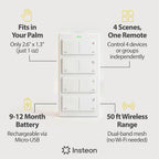 INSTEON Mini control remoto - 4 escenas - controla las luces, 2342-232, 3.7 volts