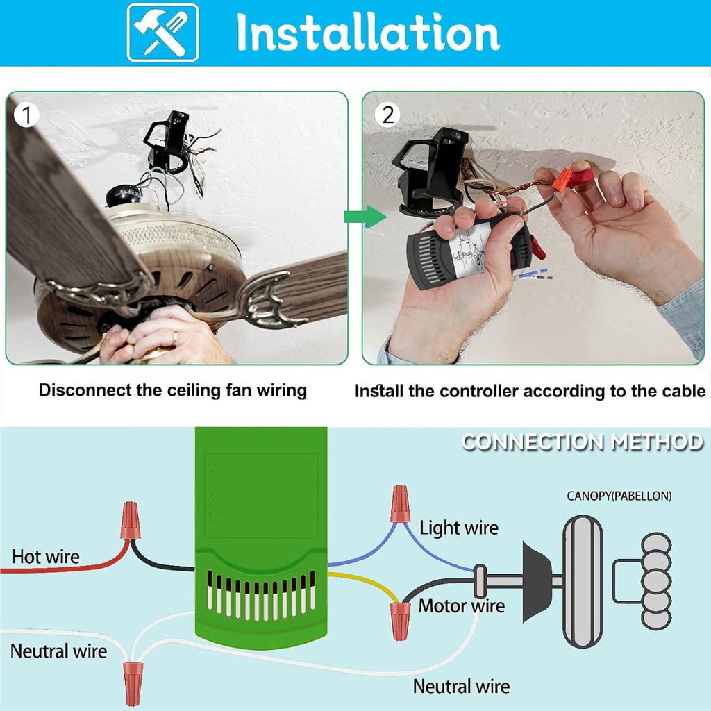 Kit de control remoto para ventilador de techo con receptor, repuesto para Hunter 99770