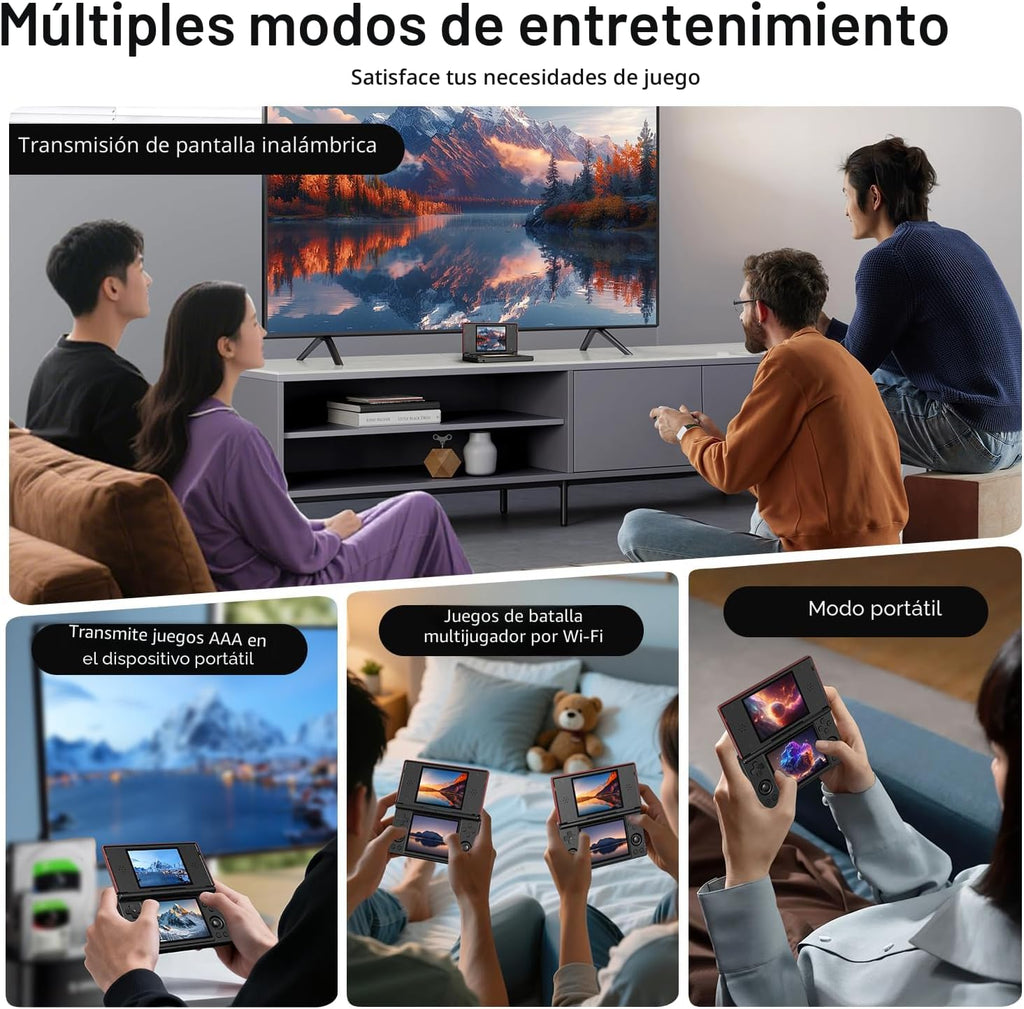 Consola de juego portátil plegable RG DS RK3568 Anbernic Sistema Android 14 Joystick para dos jugadores Superior e Inferior Pantalla dual de 4 pulgadas OCA Pantalla táctil completa 4000mAh 3 + 32GB