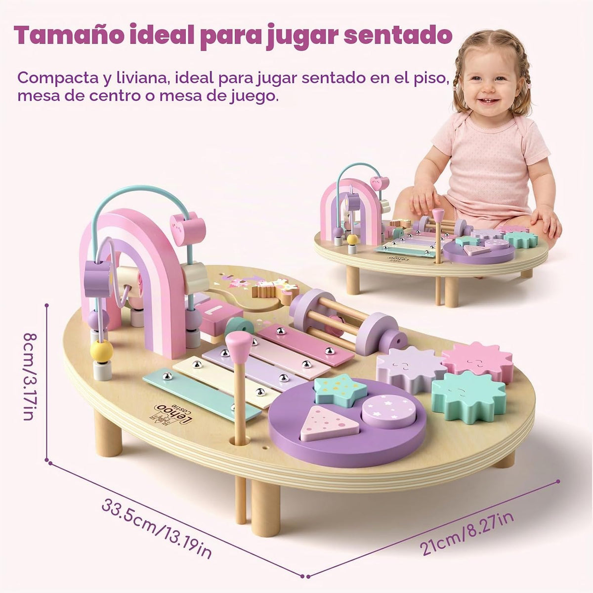 Lehoo Castle Mesa de actividades Montessori de madera para niñas de 1 año