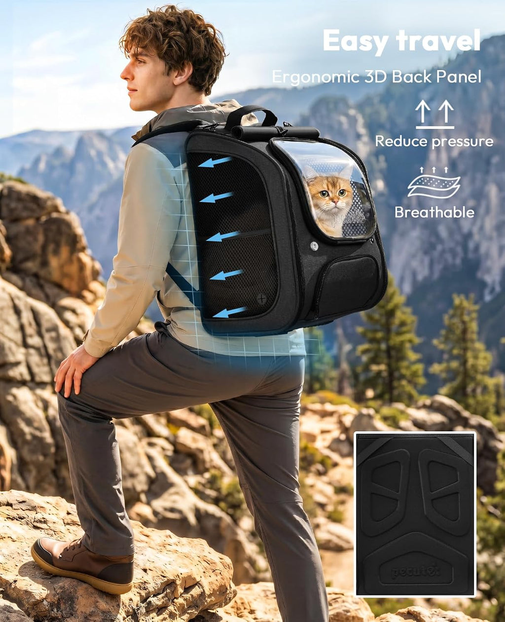 Pecute - Mochila para gatos, mochila de burbujas para gatos de gran espacio
