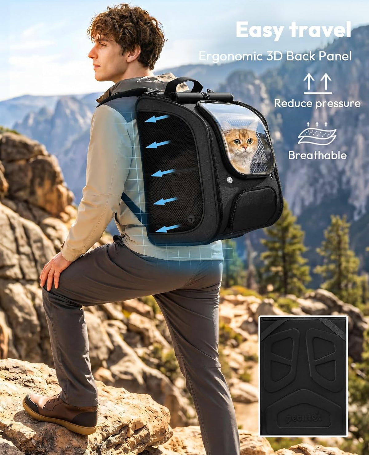 Pecute - Mochila para gatos, mochila de burbujas para gatos de gran espacio
