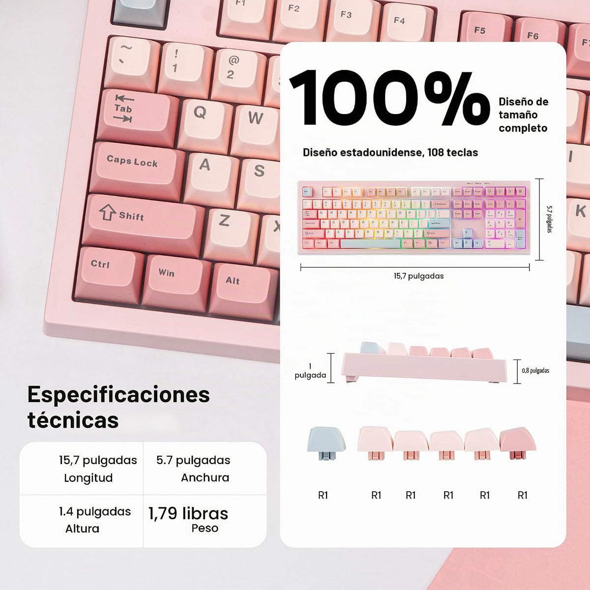MechLands Aula S102 - Teclado de membrana para juegos con teclado n...