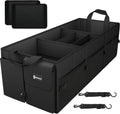 Organizador de maletero extragrande de 98 litros, plegable, con divisores extraíbles y correas de seguridad ajustables para automóvil, SUV, camioneta