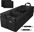 Organizador de maletero extragrande de 98 litros, plegable, con divisores extraíbles y correas de seguridad ajustables para automóvil, SUV, camioneta