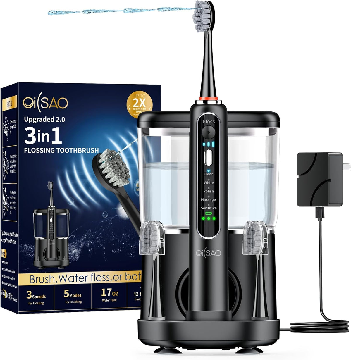 Cepillo de dientes eléctrico con hilo dental combinado, cepillo de dientes