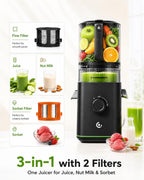 AMZCHEF Exprimidor de prensa en frío, Juicer lento de autoalimentación de