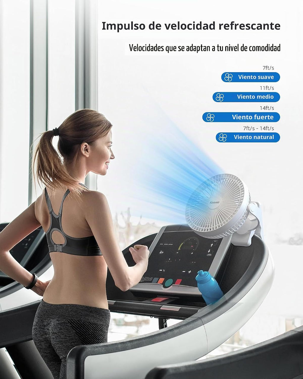 Koonie - Ventilador con clip de 8 pulgadas, batería recargable de 1...
