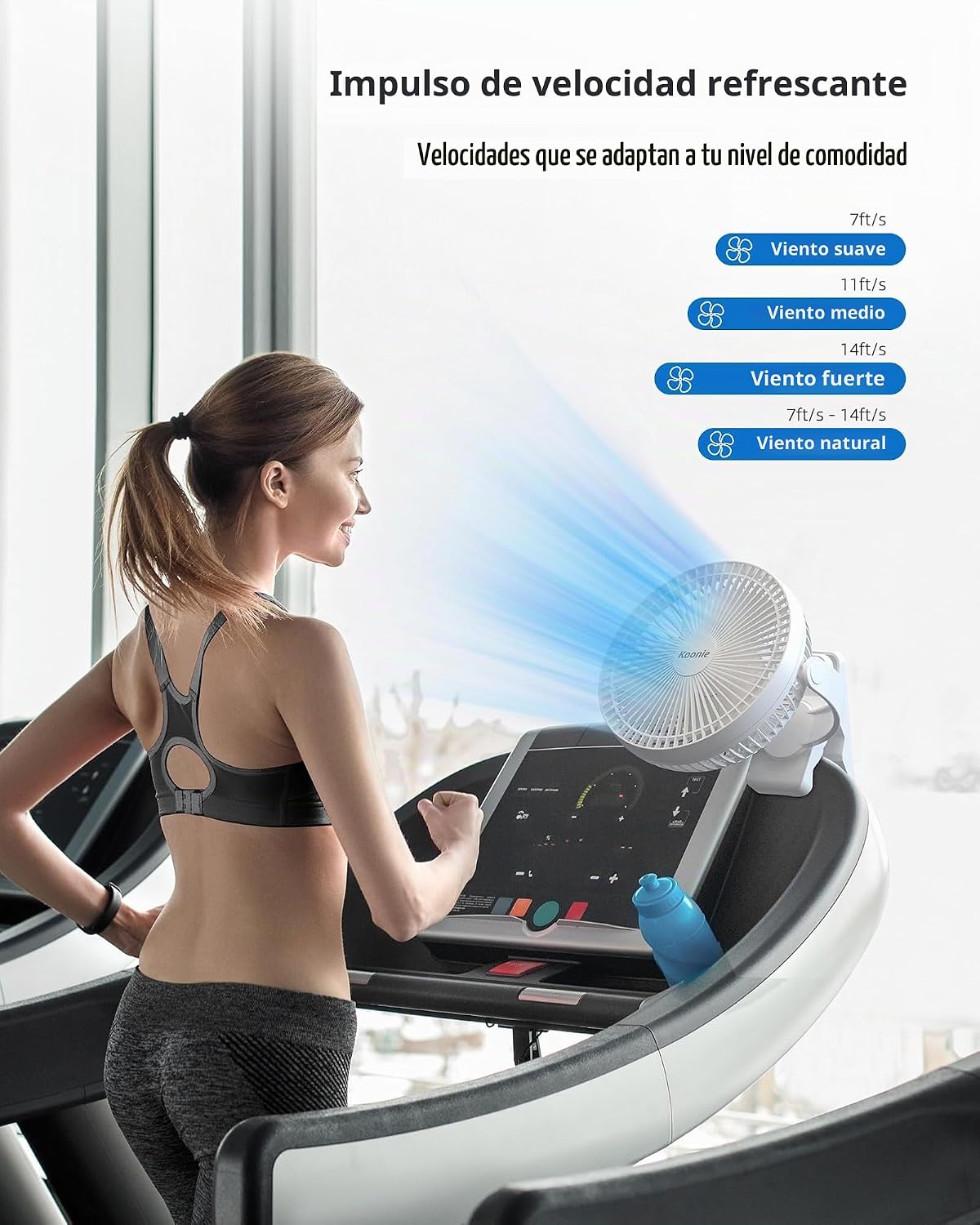 Koonie - Ventilador con clip de 8 pulgadas, batería recargable de 1...