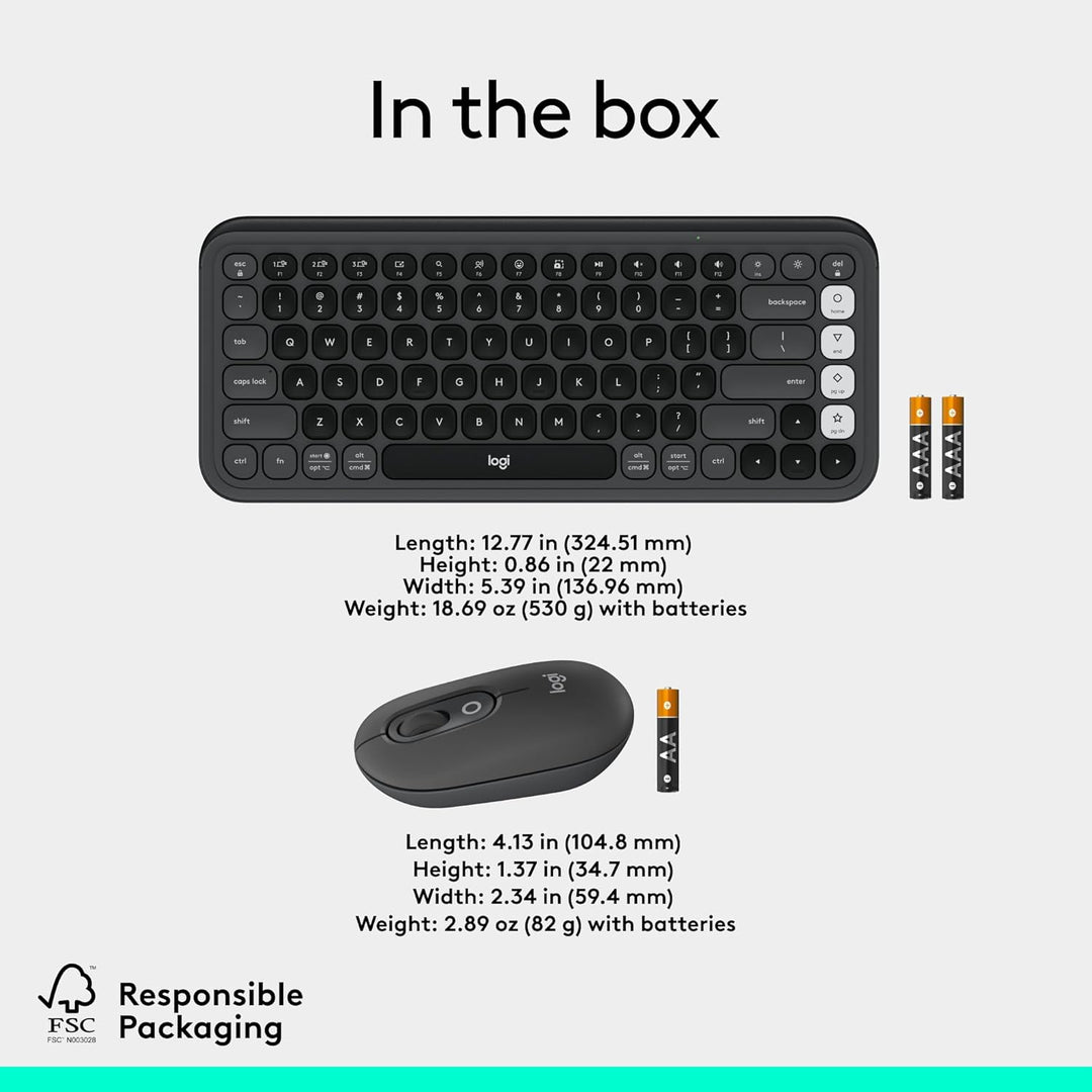 Logitech Combo POP ICON, combo de teclado y mouse Bluetooth, escrit...