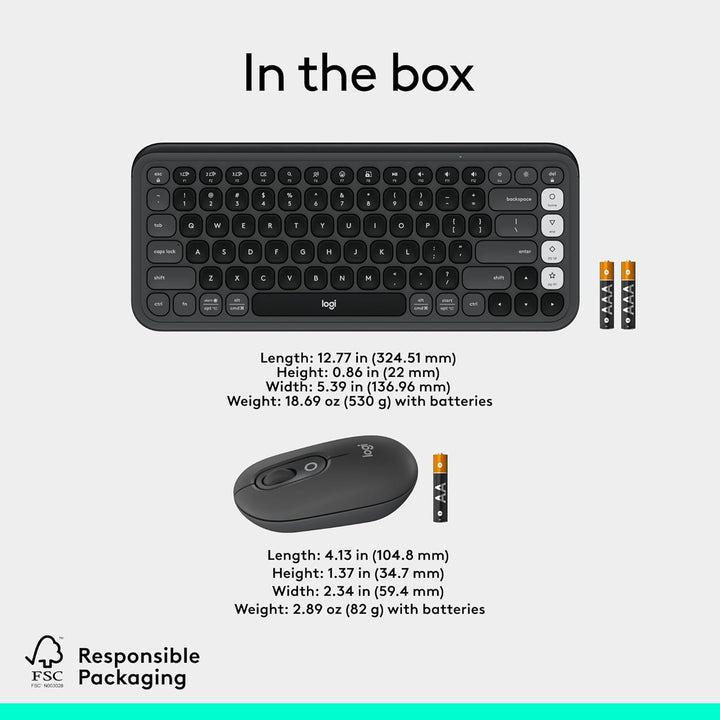 Logitech Combo POP ICON, combo de teclado y mouse Bluetooth, escrit...