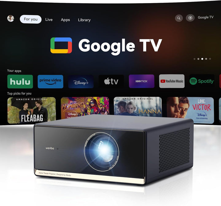 Proyector Wanbo X5 Pro Google TV compatible con 4K, proyector intel...