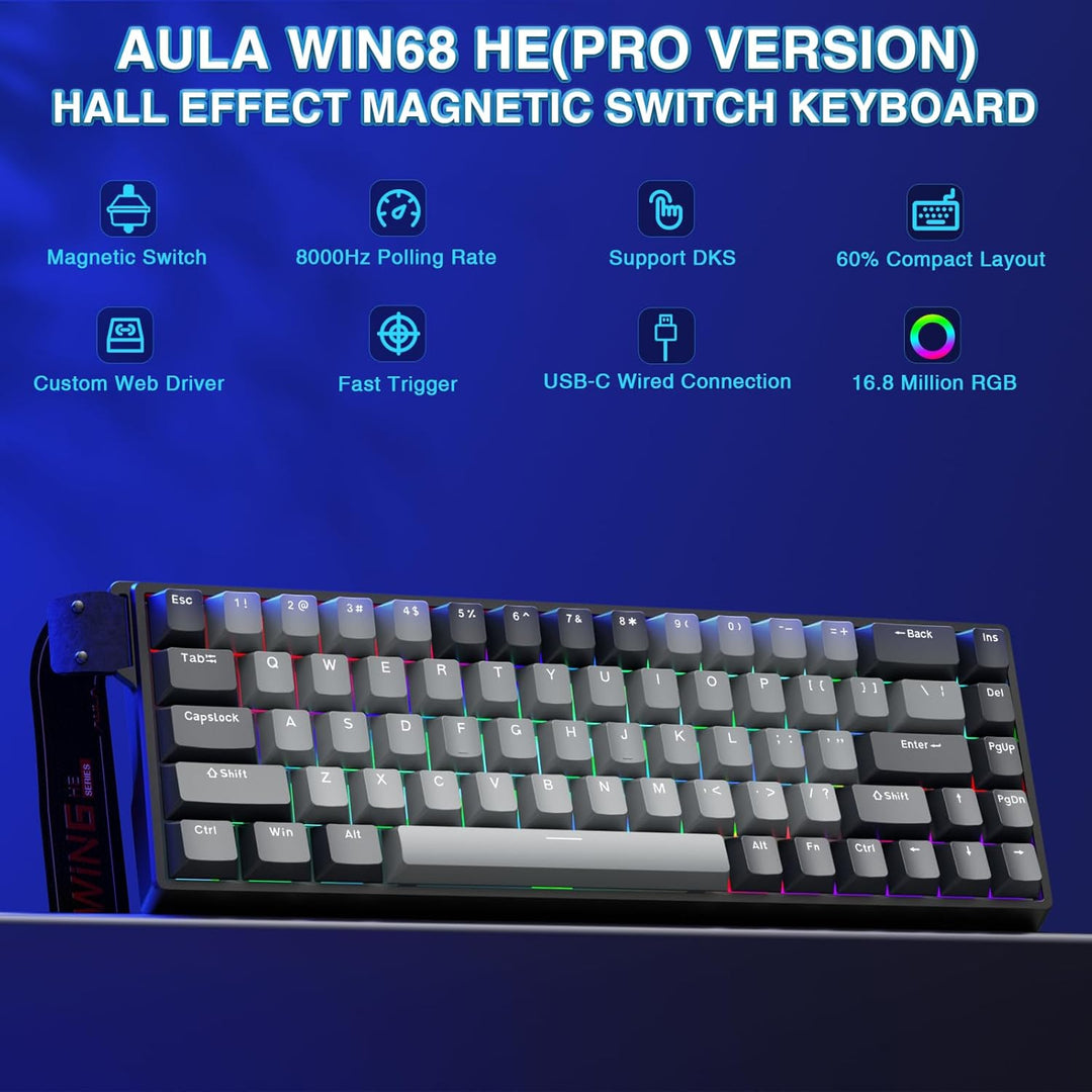 AULA WIN68 HE PRO - Teclado para Juegos con Efecto Hall y Interrupt...