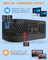 Combo ergonómico de teclado y mouse inalámbricos, teclas onduladas...