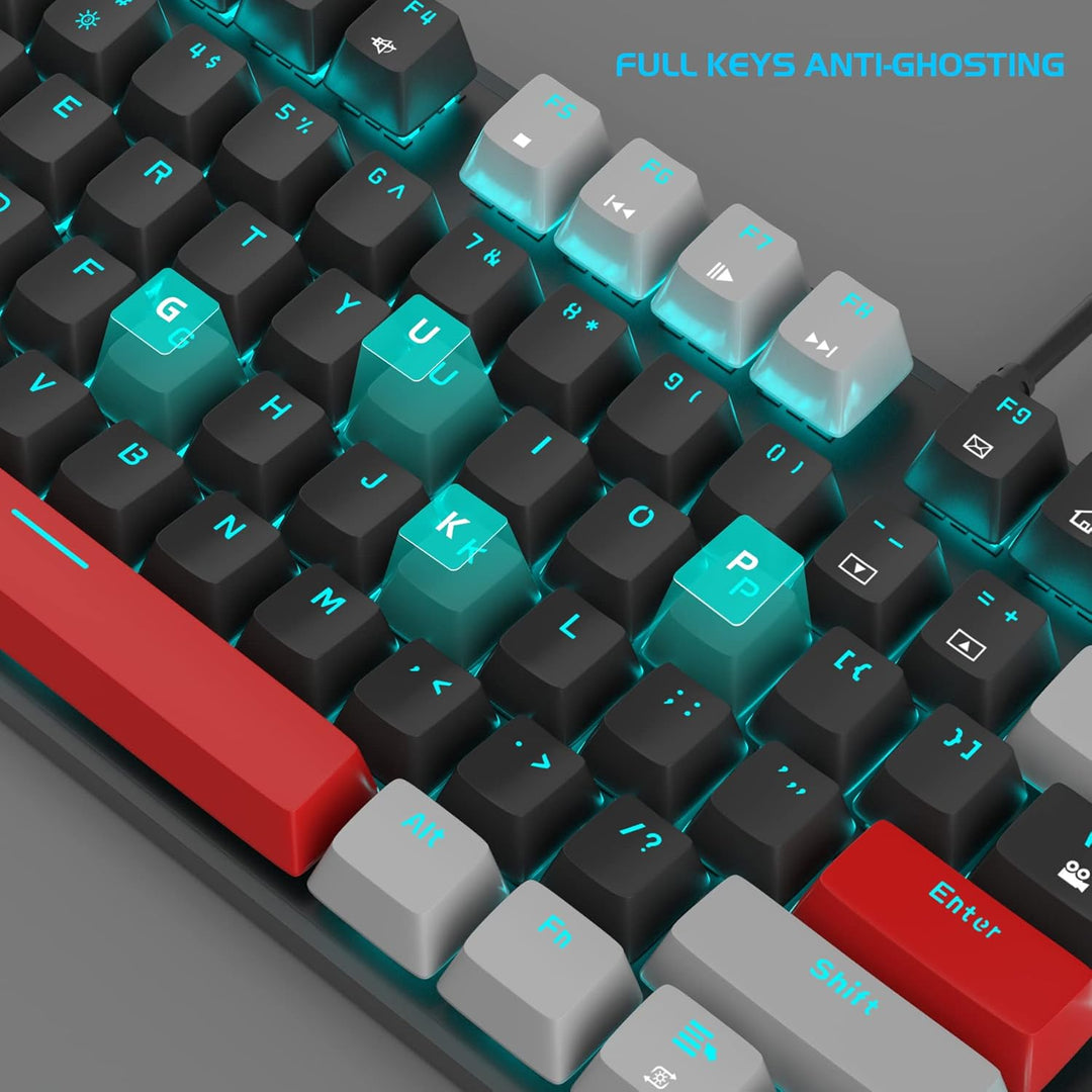 MageGee Teclado mecánico para juegos, 104 teclas, teclados retroilu...