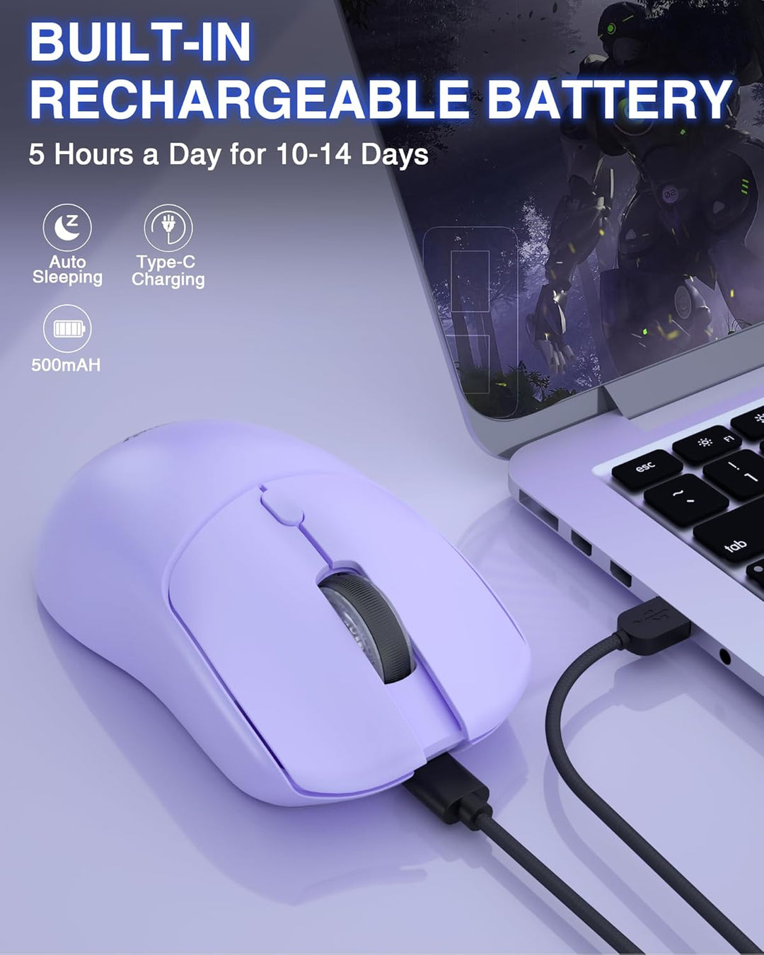 AULA SC580X - Ratón inalámbrico para juegos, triple modo 2.4G\/BT5....
