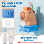 Capybara - Dispensador de jabón de manos, espuma automática sin contacto con sensor avanzado, IP7 impermeable, portátil y recargable para montaje en pared, 9.5 onzas, bonita silicona suave para