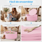 Piscina de Bolas de Espuma, 35.4" x 11.8" Piscina de Bolas para Niños Pequeños - Rosa