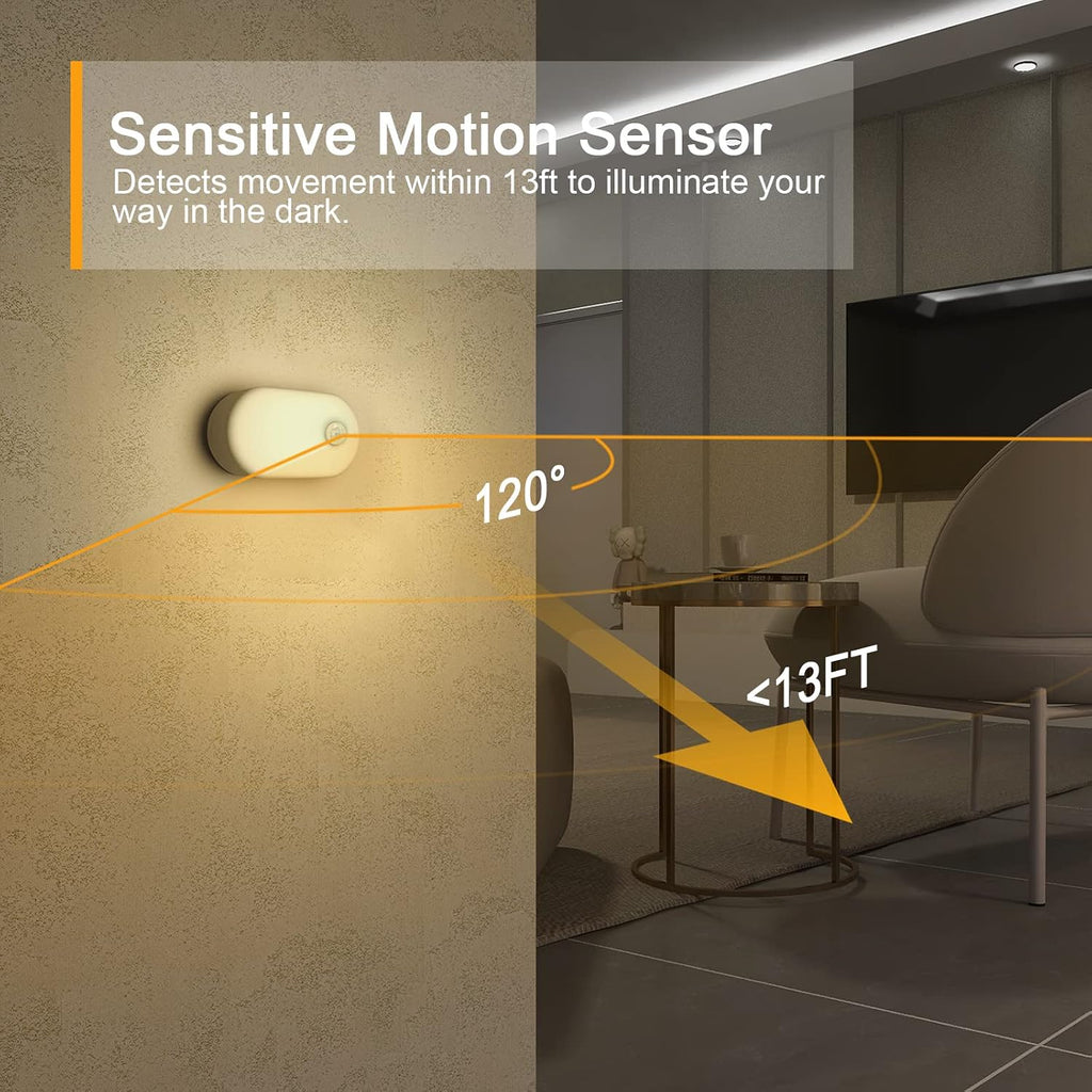 Luz nocturna de batería recargable con sensor de movimiento, paquete